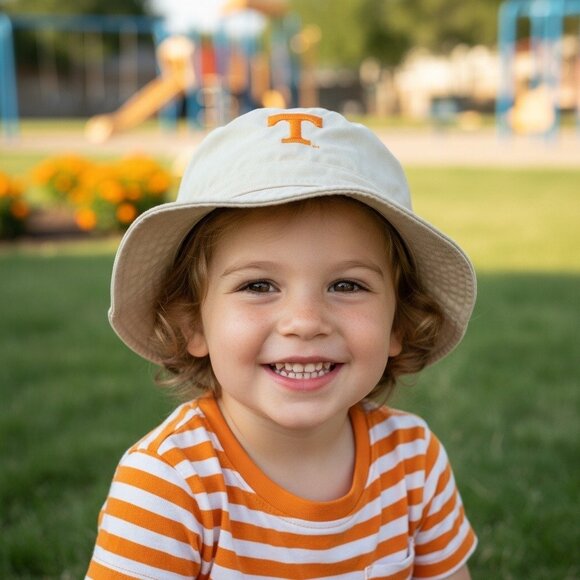 Y2K Tennessee Volunteers Reversible Bucket Hat Kids Orange Cream 2000s - Picture 4 of 4